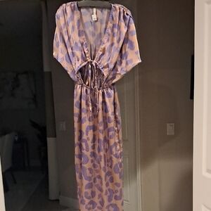 Tyche Purple and Tan Patterned Dress
